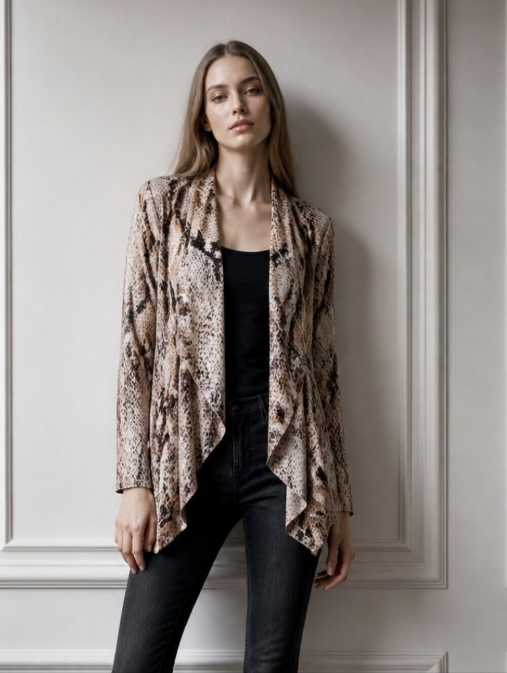 Band of Gypsies Brown‎ Snake Print Lightweight Jacket Size Large